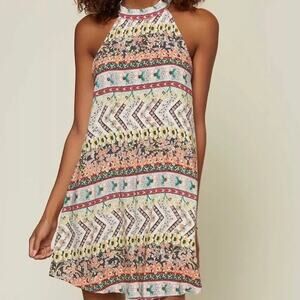 New O'Neill Felice Halter Dress Flowy Floral Boho Beach Resort Sundress Tropical